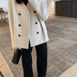 Gillian Double Breasted Wool Coat in Bone