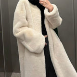 Harper Mink Faux Fur Coat in Ecru