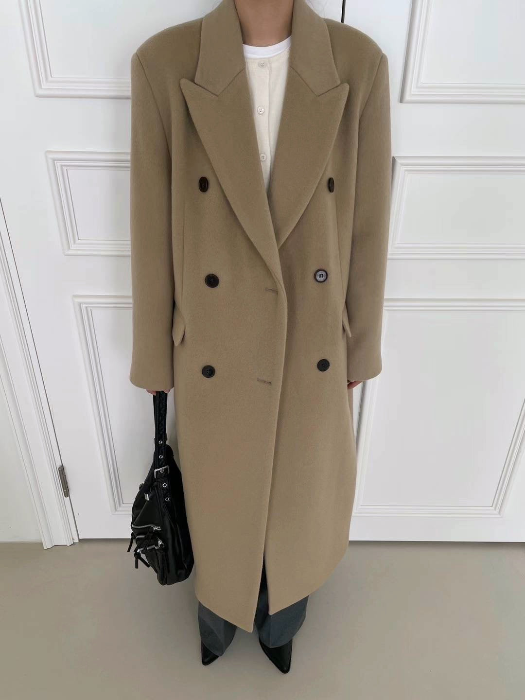 Cosette Oversized Wool Coat in Sand