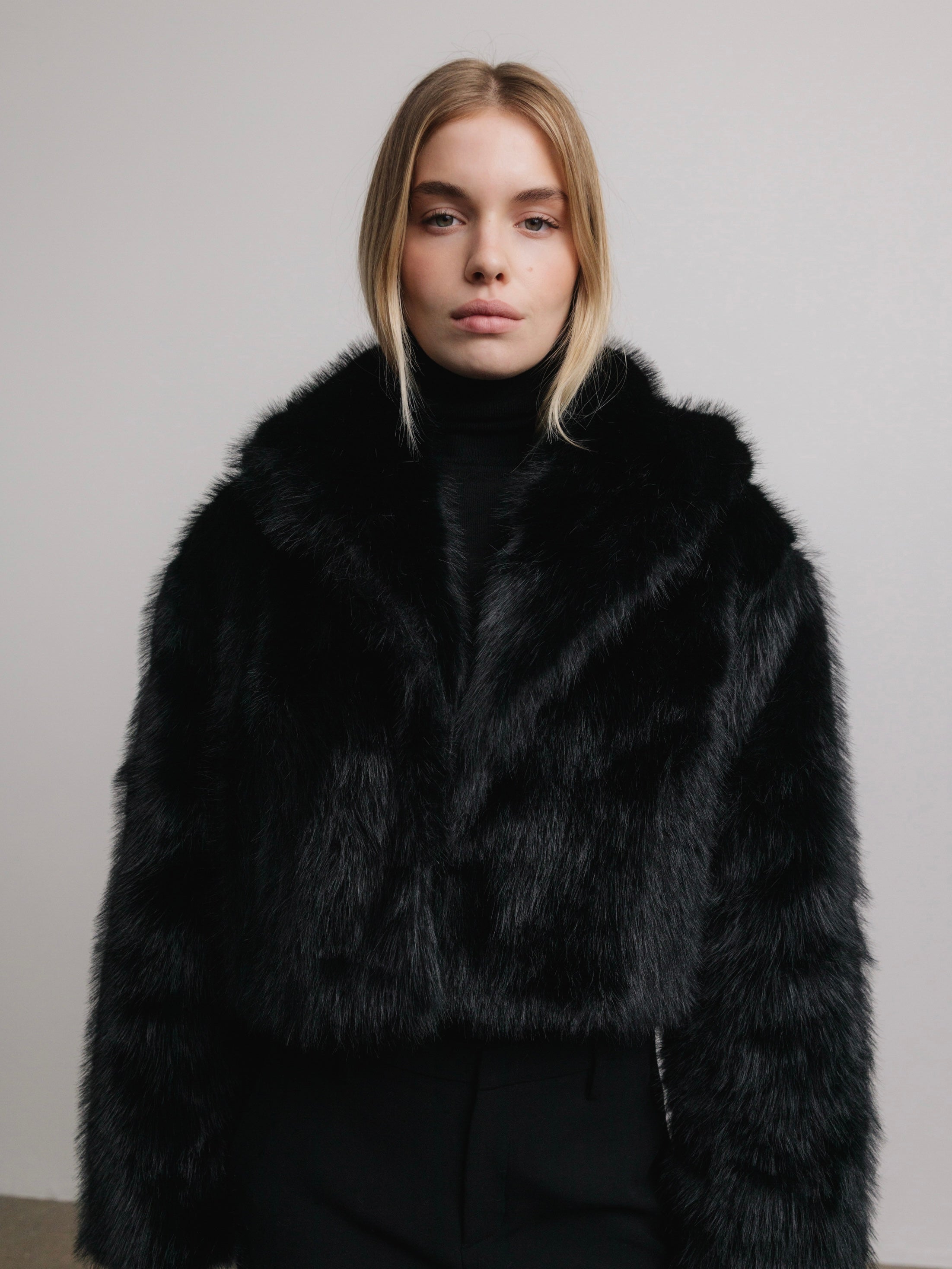 Leya Faux Fur Jacket in Black