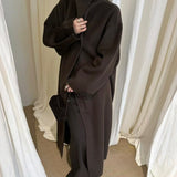 Wren Funnel Neck Wool Coat in Chocolate