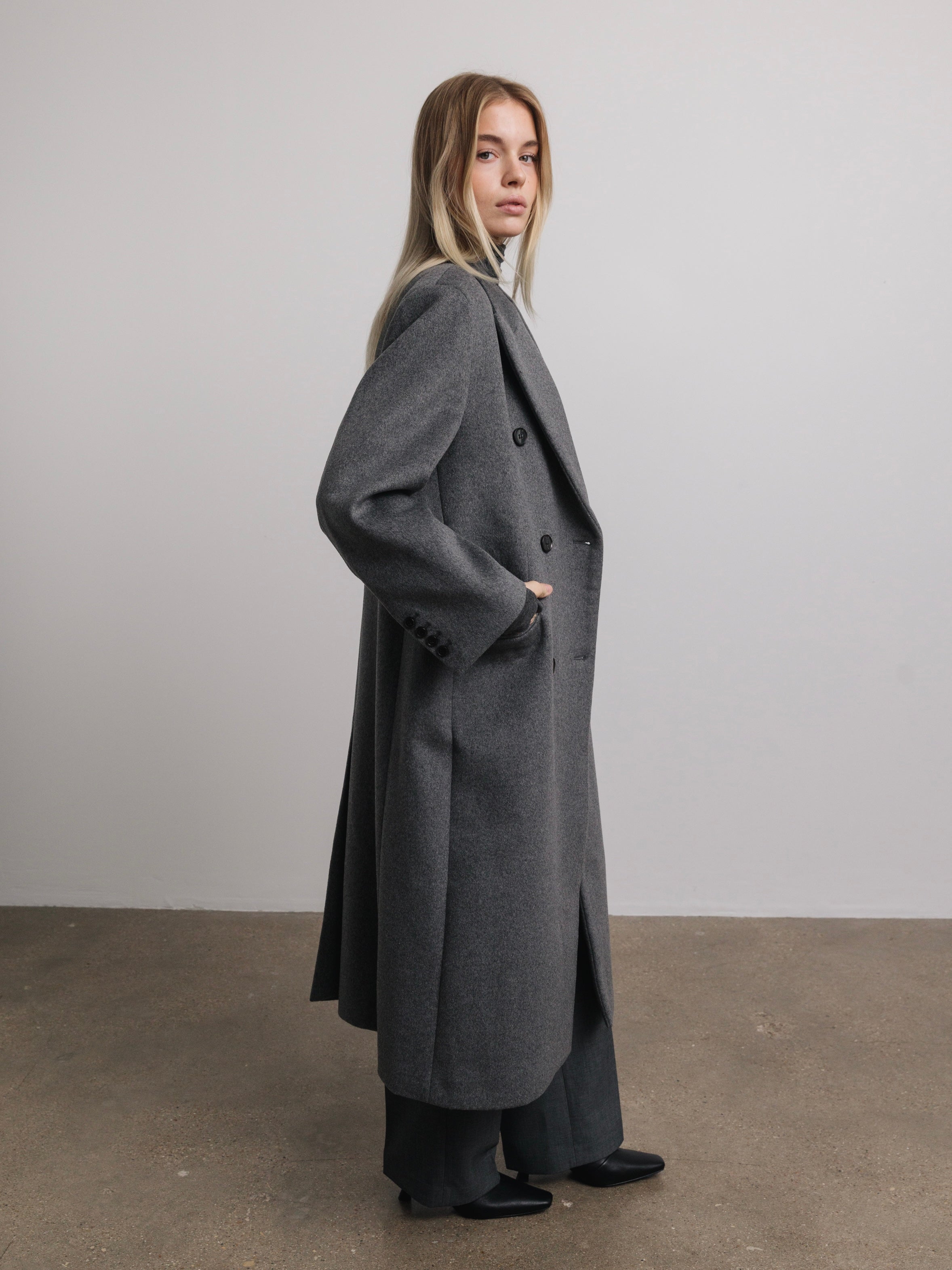 Cosette Oversized Wool Coat in Grey