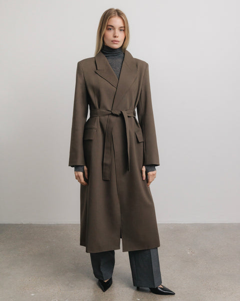 Leni Trench Coat in Ash Brown – SAISON