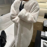 Harper Mink Faux Fur Coat in Ecru