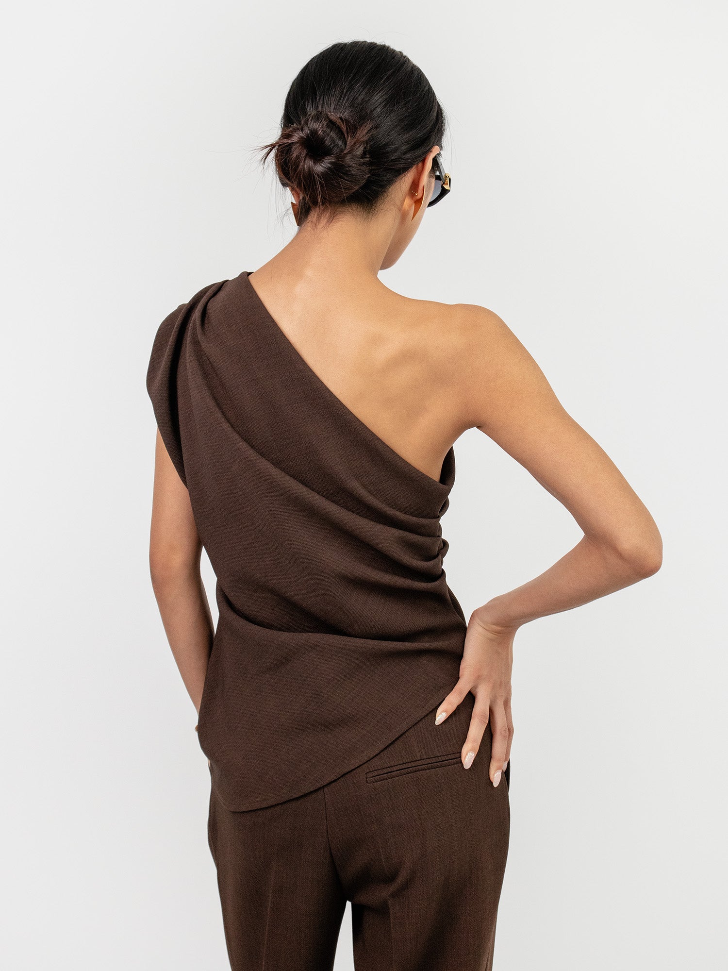 Charlize Draped Top in Chocolate