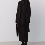 Etta Wool Jacket with Scarf in Black