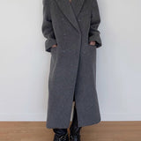 Helena Brushed Wool Coat in Dark Grey