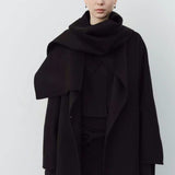 Etta Wool Jacket with Scarf in Black