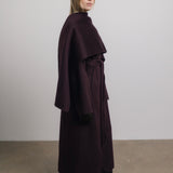 Eloise Wool Scarf Coat in Plum