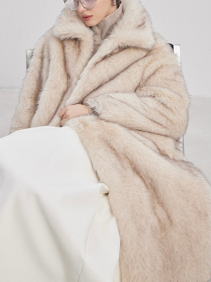 Isla Mink Faux Fur Coat in Pearl