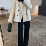 Gillian Double Breasted Wool Coat in Bone