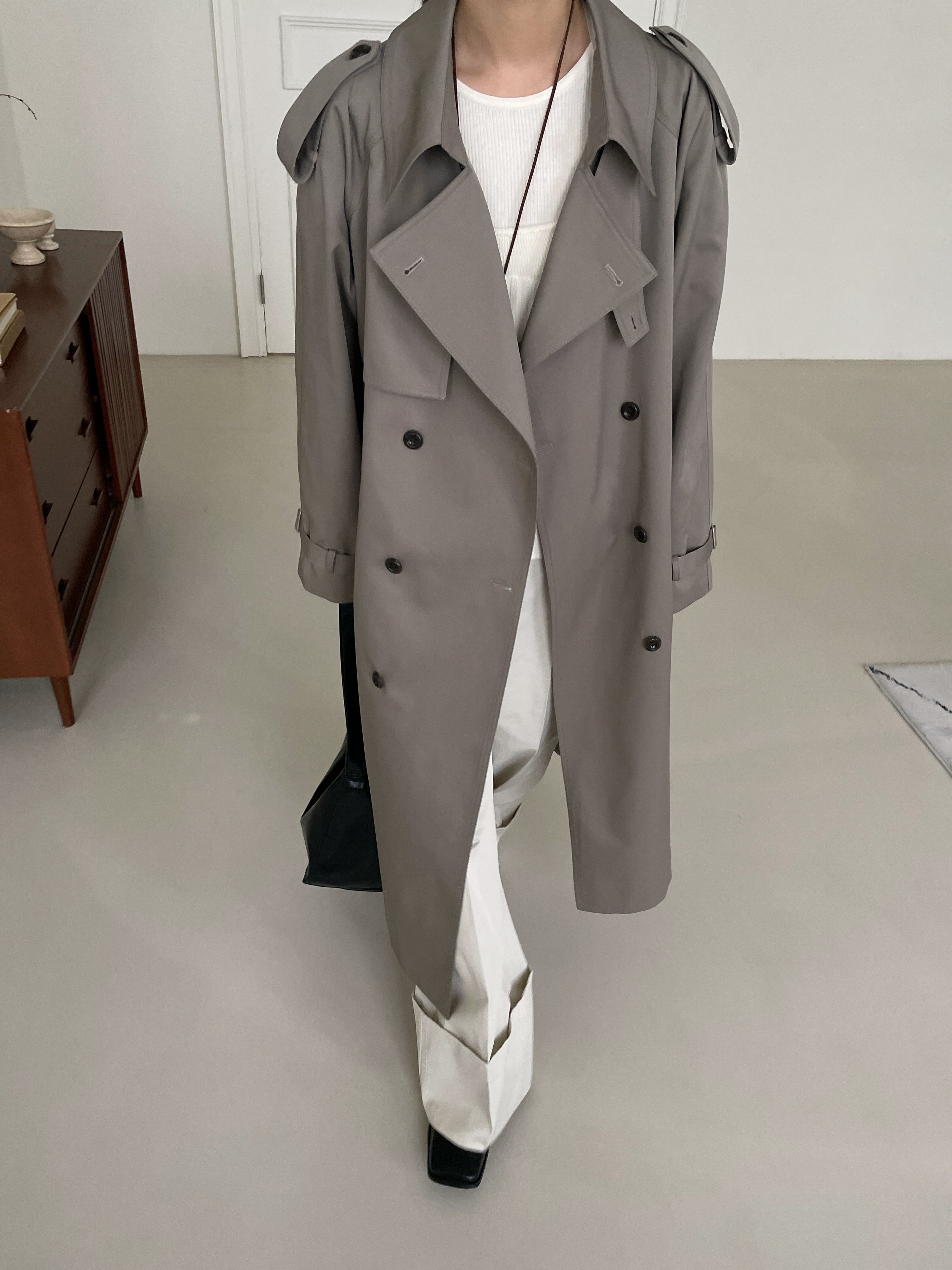 Sloane Trench Coat in Pewter