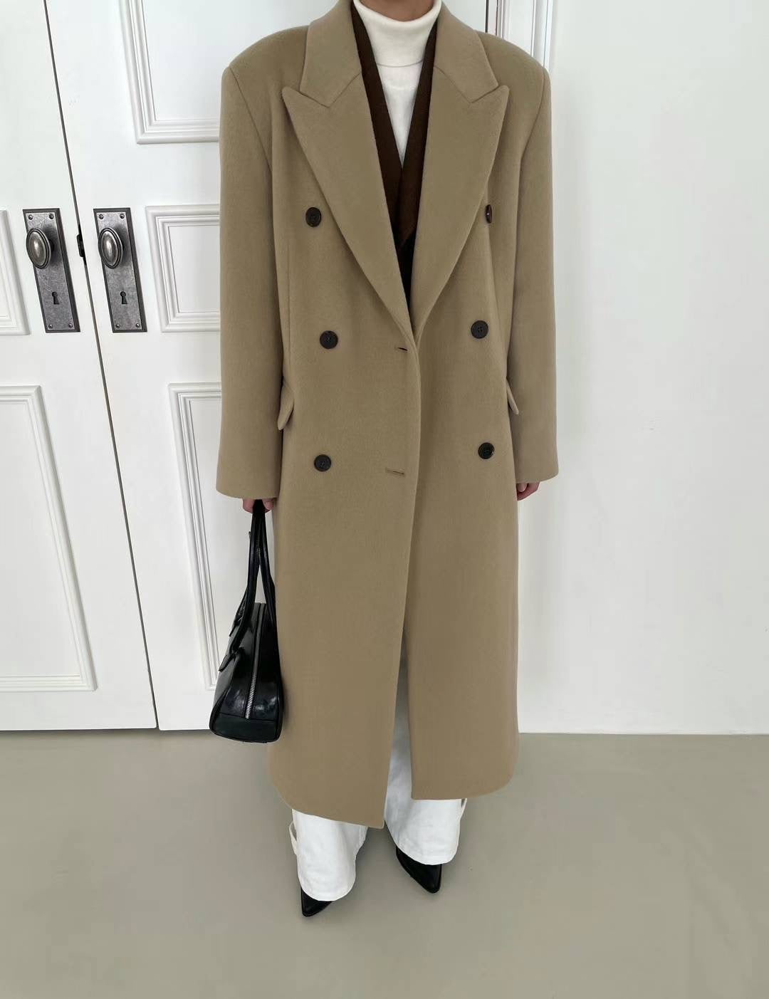 Cosette Oversized Wool Coat in Sand