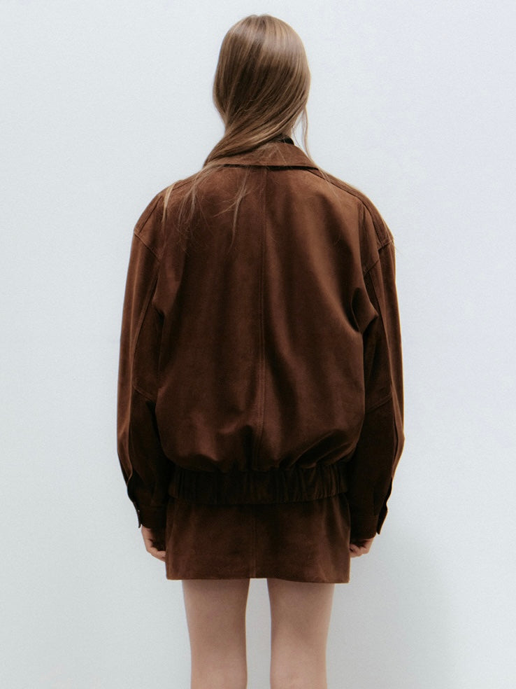 Maeve Suede Jacket in Chestnut