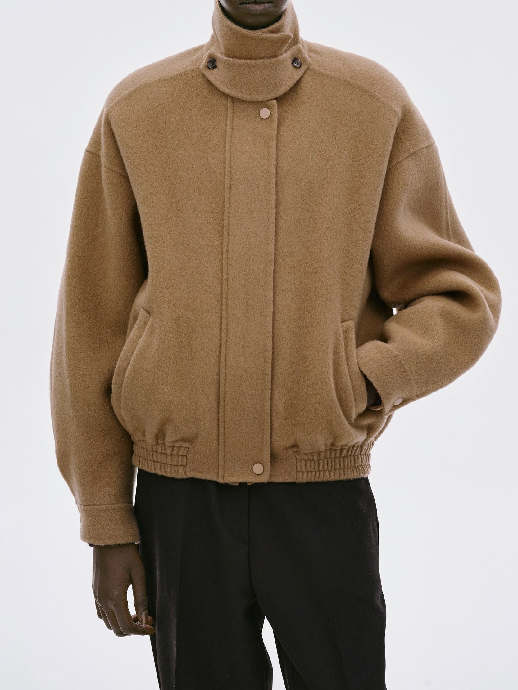 Kaia Wool Bomber Jacket in Beige