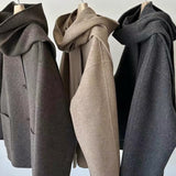 Isabella Wool Scarf Coat in Dark Grey