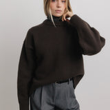 Lila Crewneck Wool Sweater in Brown