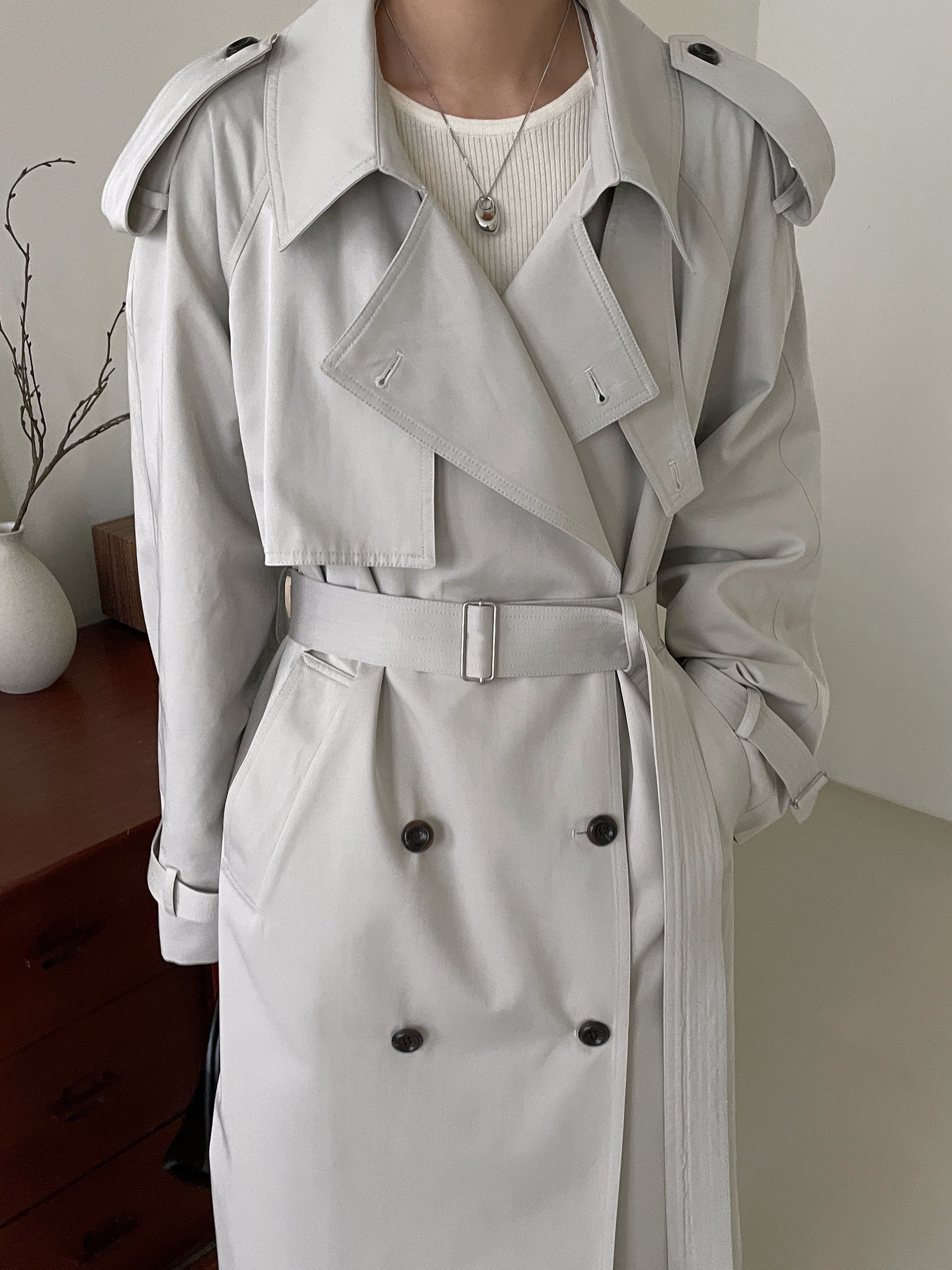 Sloane Trench Coat in Stone