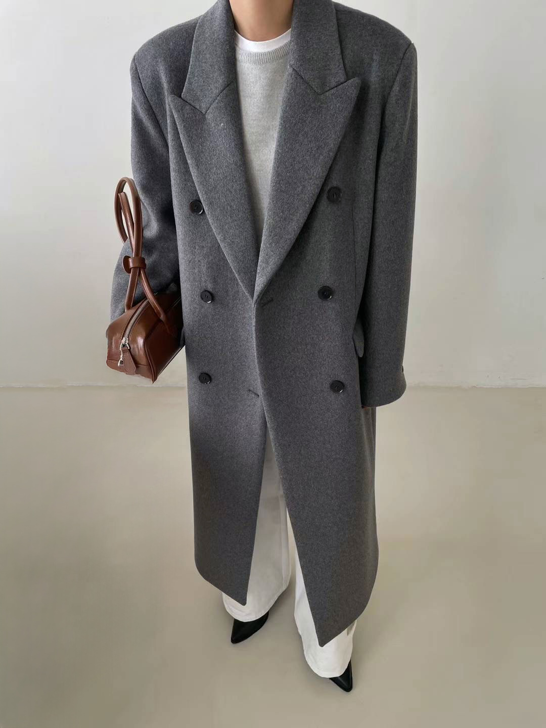 Cosette Oversized Wool Coat in Grey