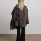 Liv Wool Scarf Coat in Brown Melange