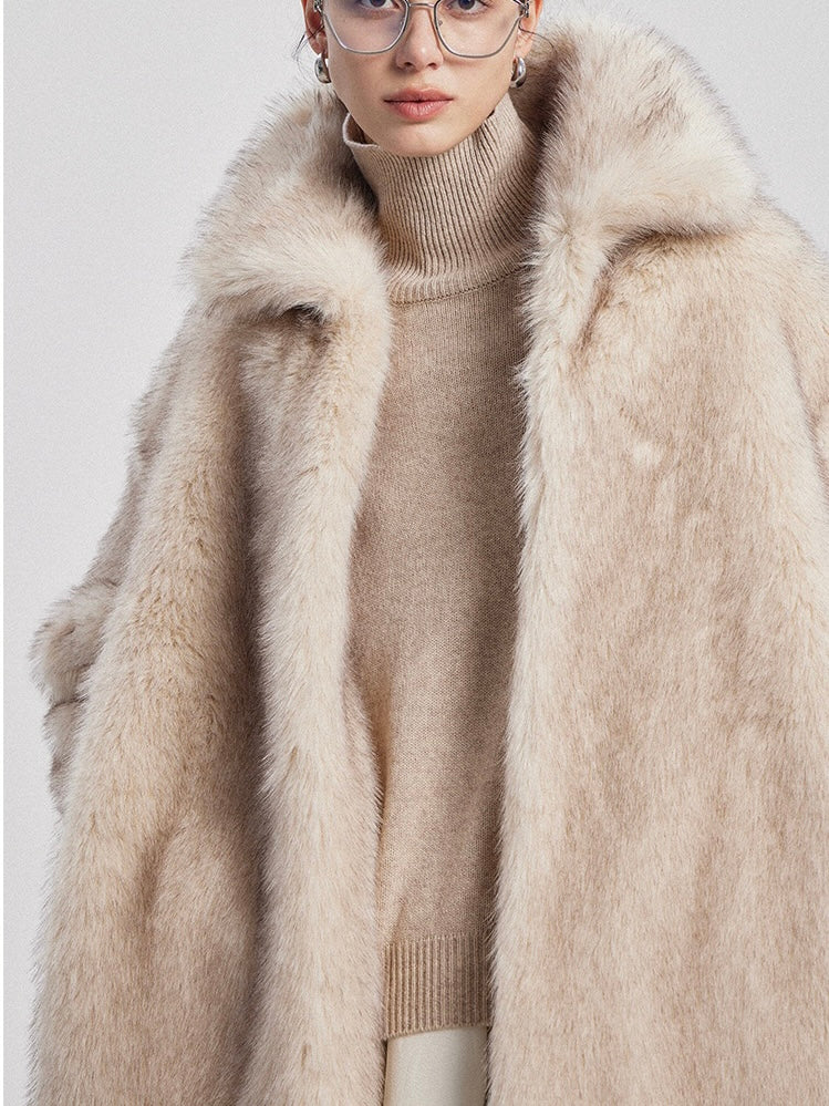 Isla Mink Faux Fur Coat in Pearl