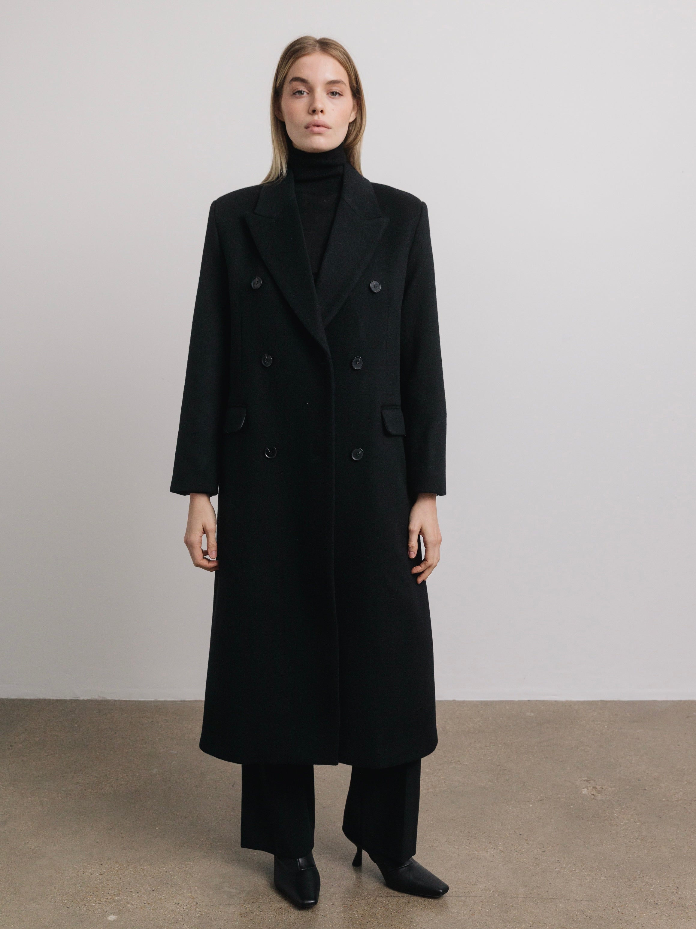 Cosette Oversized Wool Coat in Black