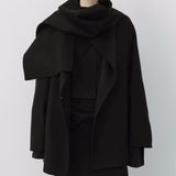 Etta Wool Jacket with Scarf in Black
