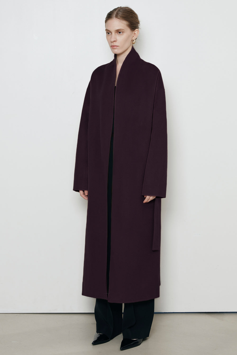 Eloise Wool Scarf Coat in Plum