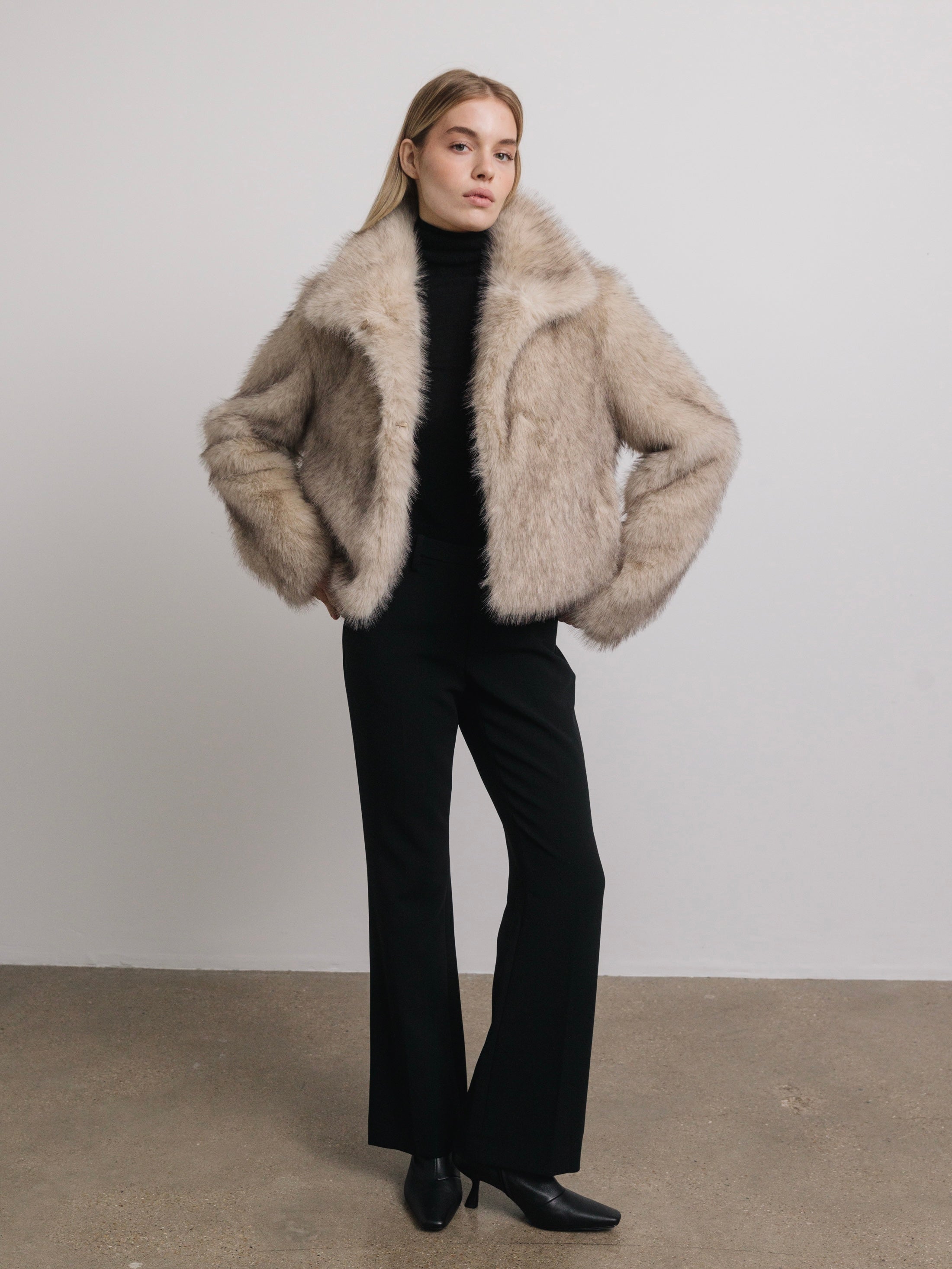 Celeste Faux Fur Jacket in Natural