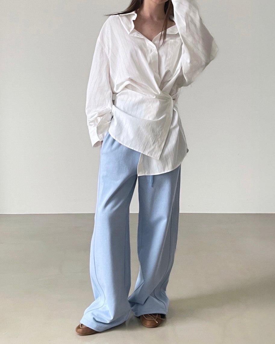 Astrid Asymmetric Striped Cotton Shirt in White