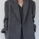 Helena Brushed Wool Coat in Dark Grey