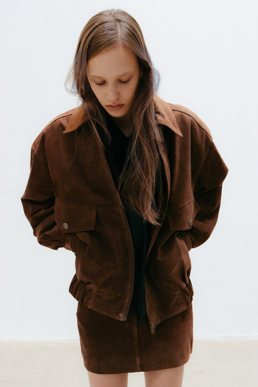 Maeve Suede Jacket in Chestnut