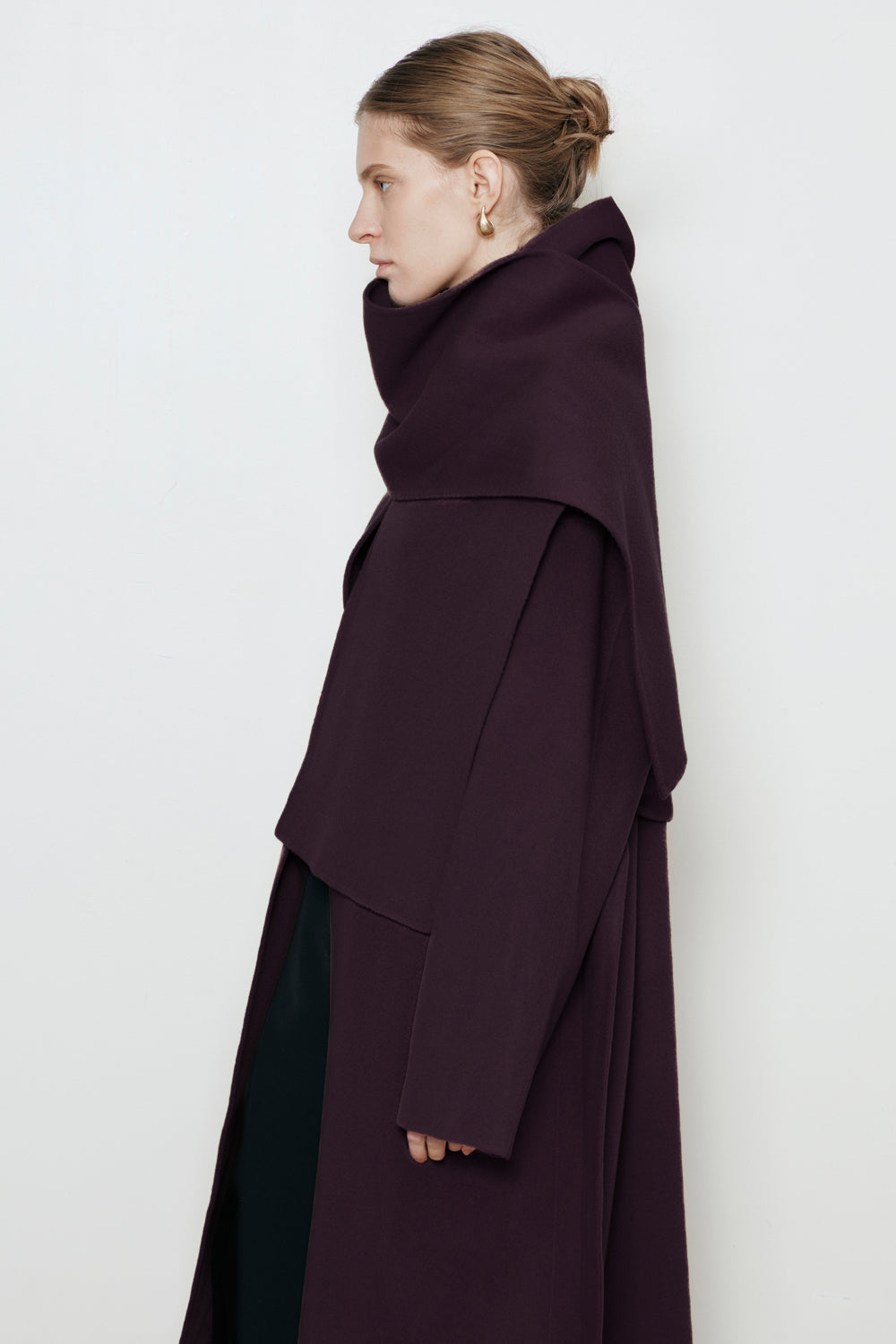 Eloise Wool Scarf Coat in Plum