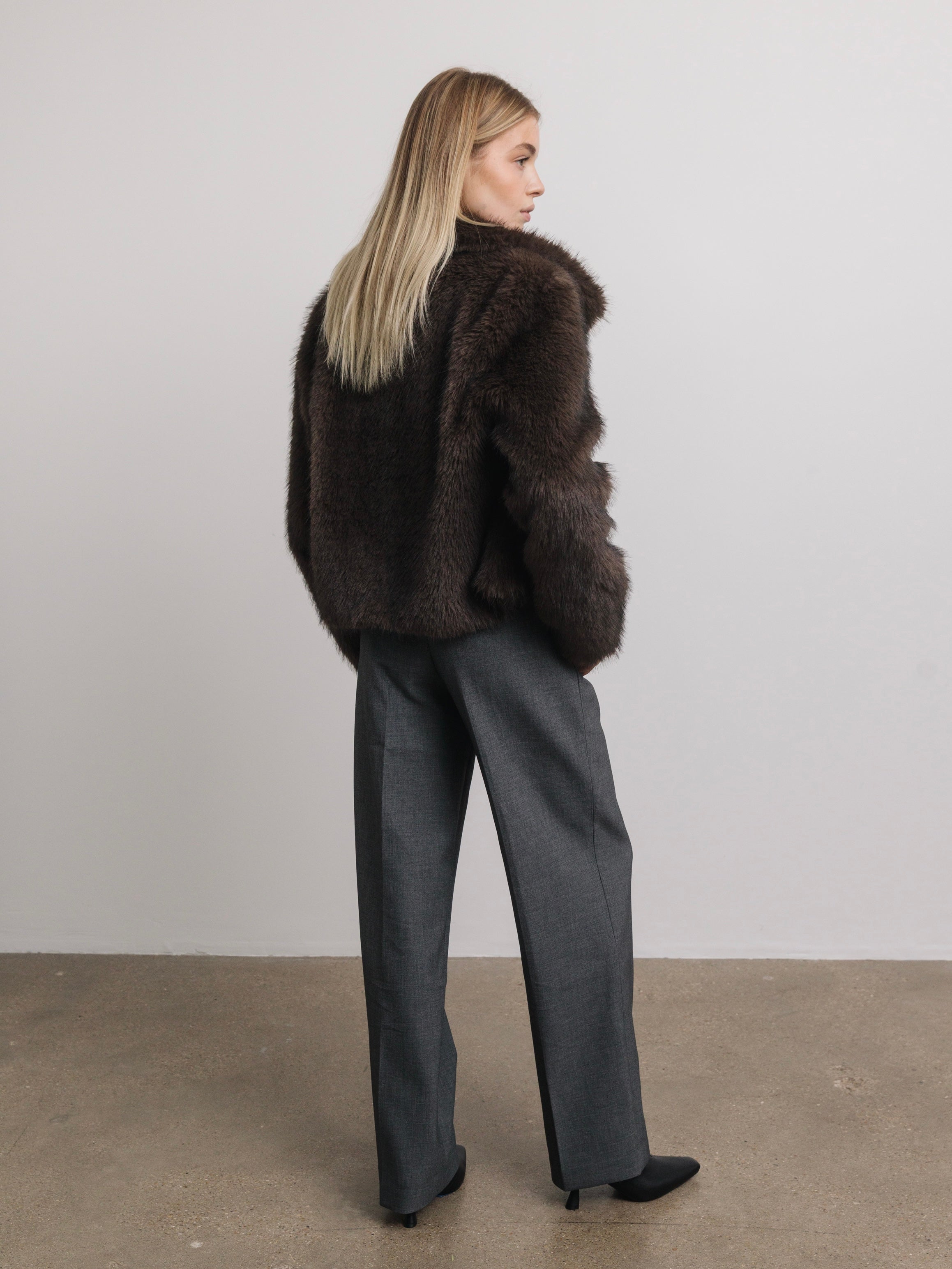 Celeste Faux Fur Jacket in Mocha