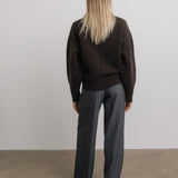 Lila Crewneck Wool Sweater in Brown