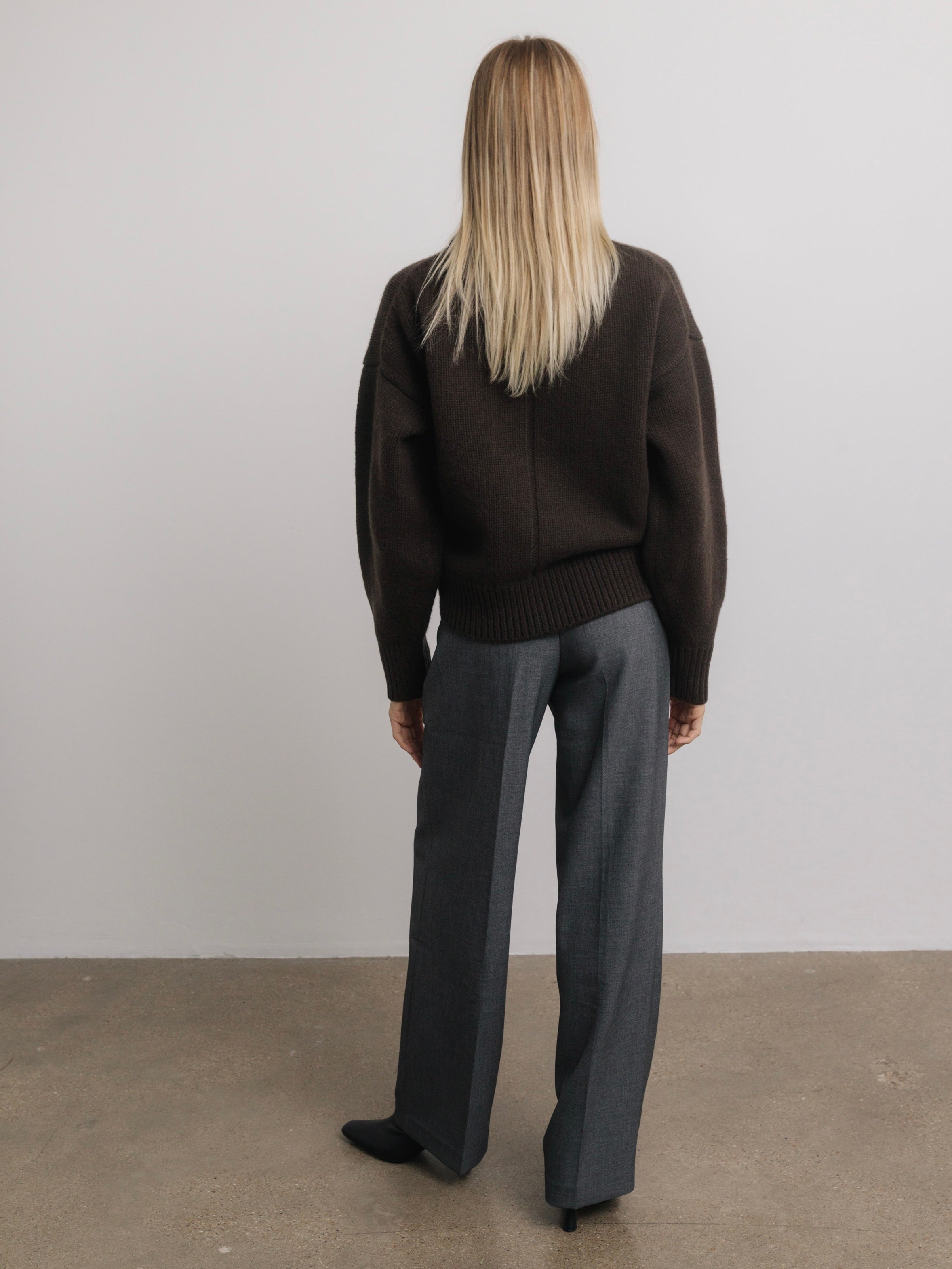 Lila Crewneck Wool Sweater in Brown