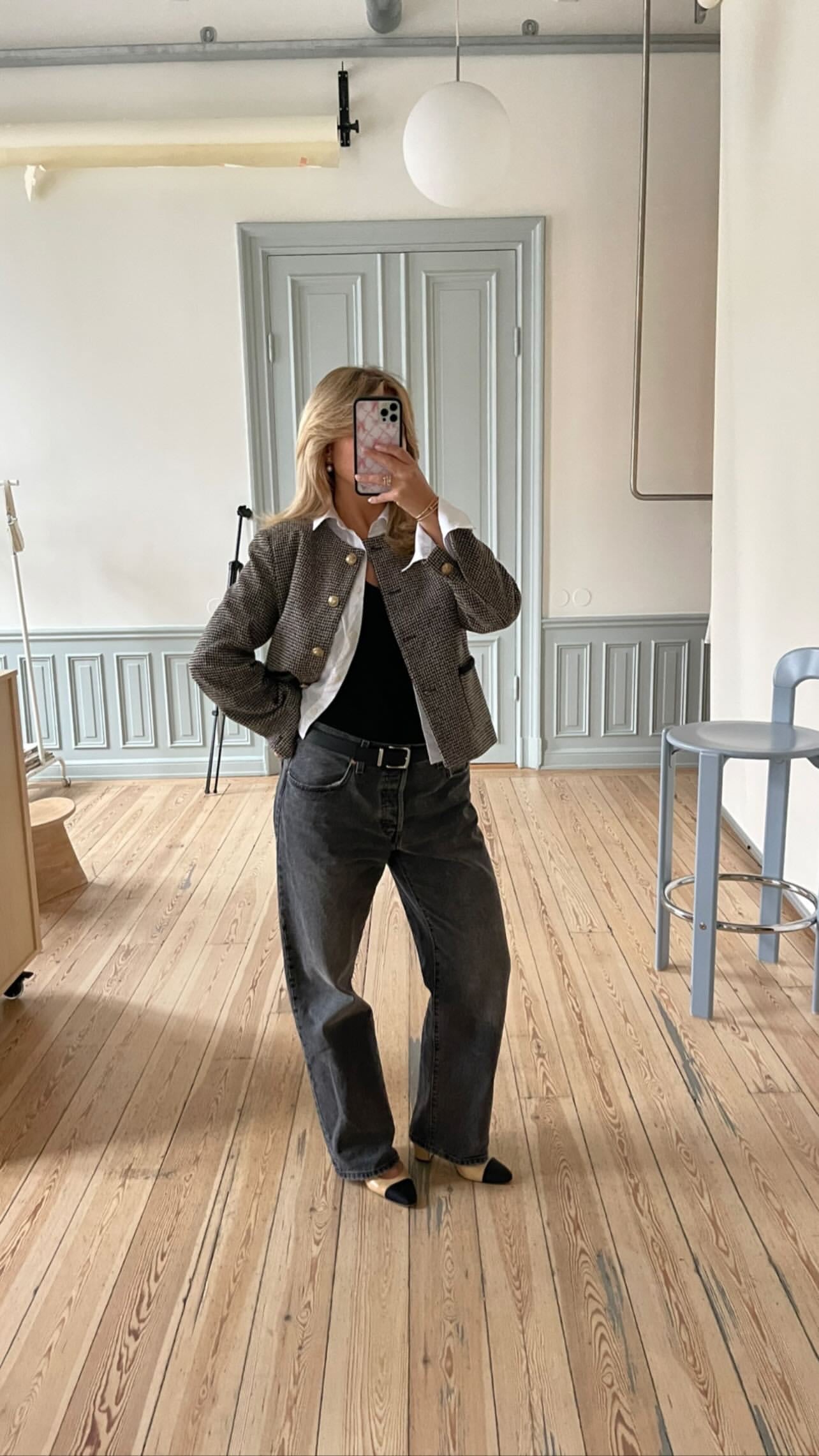 Bella Wool Houndstooth Tweed Jacket