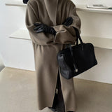 Wren Funnel Neck Wool Coat in Taupe