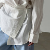 Astrid Asymmetric Striped Cotton Shirt in White