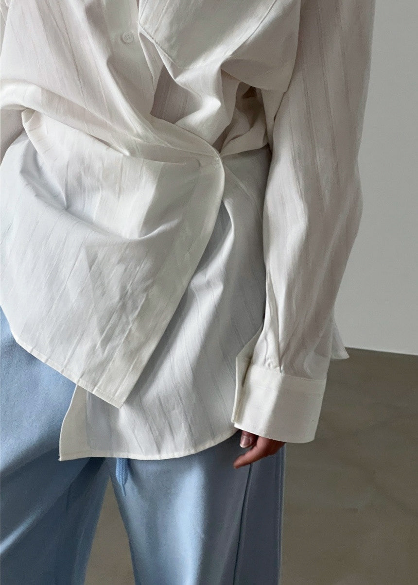 Astrid Asymmetric Striped Cotton Shirt in White
