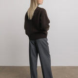 Lila Crewneck Wool Sweater in Brown