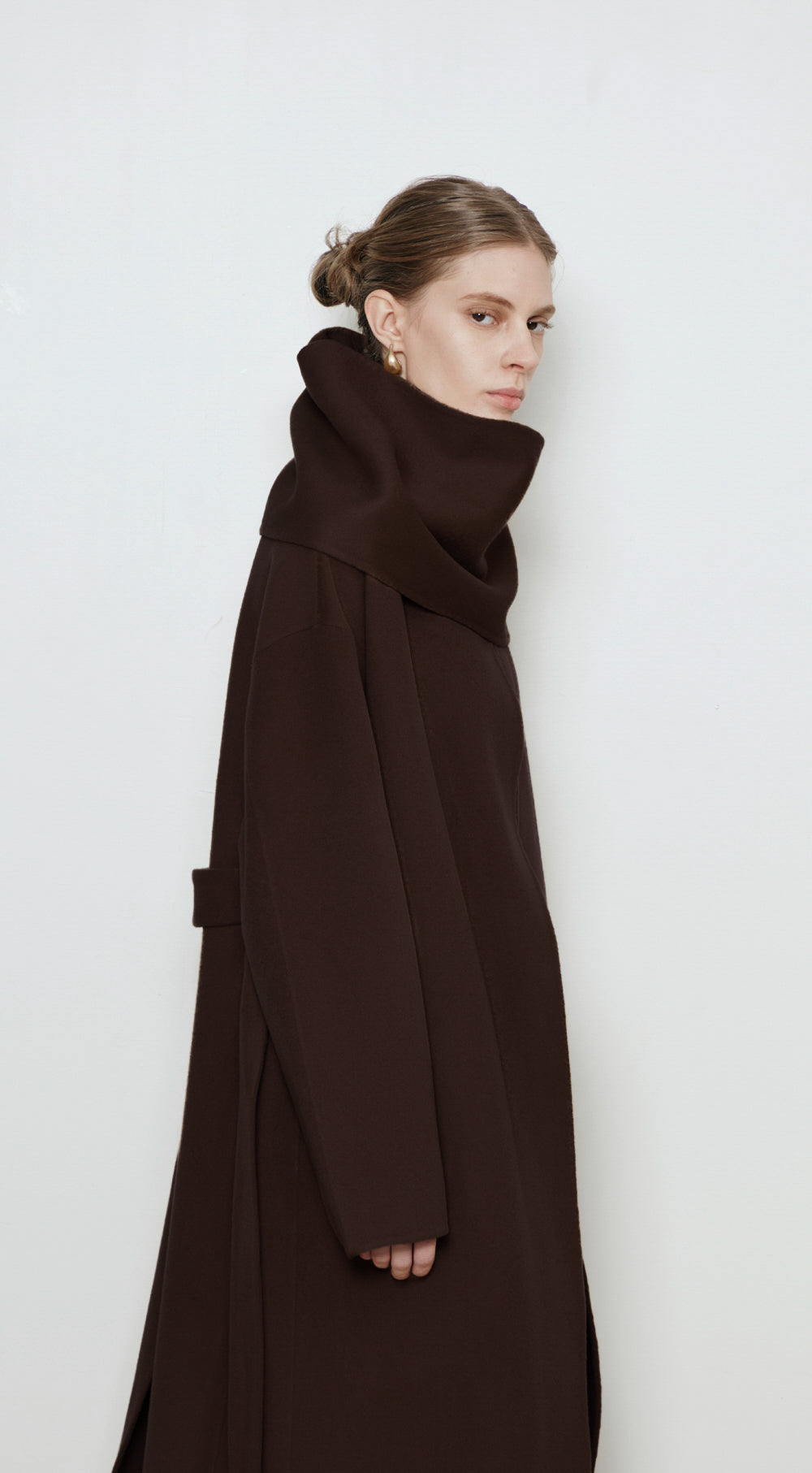 Eloise Wool Scarf Coat in Chocolate