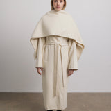 Eloise Wool Scarf Coat in Ivory