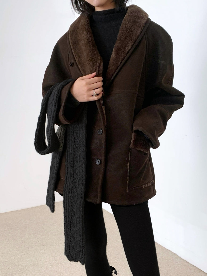 Indra Faux Shearling Suede Jacket