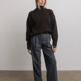 Lila Crewneck Wool Sweater in Brown