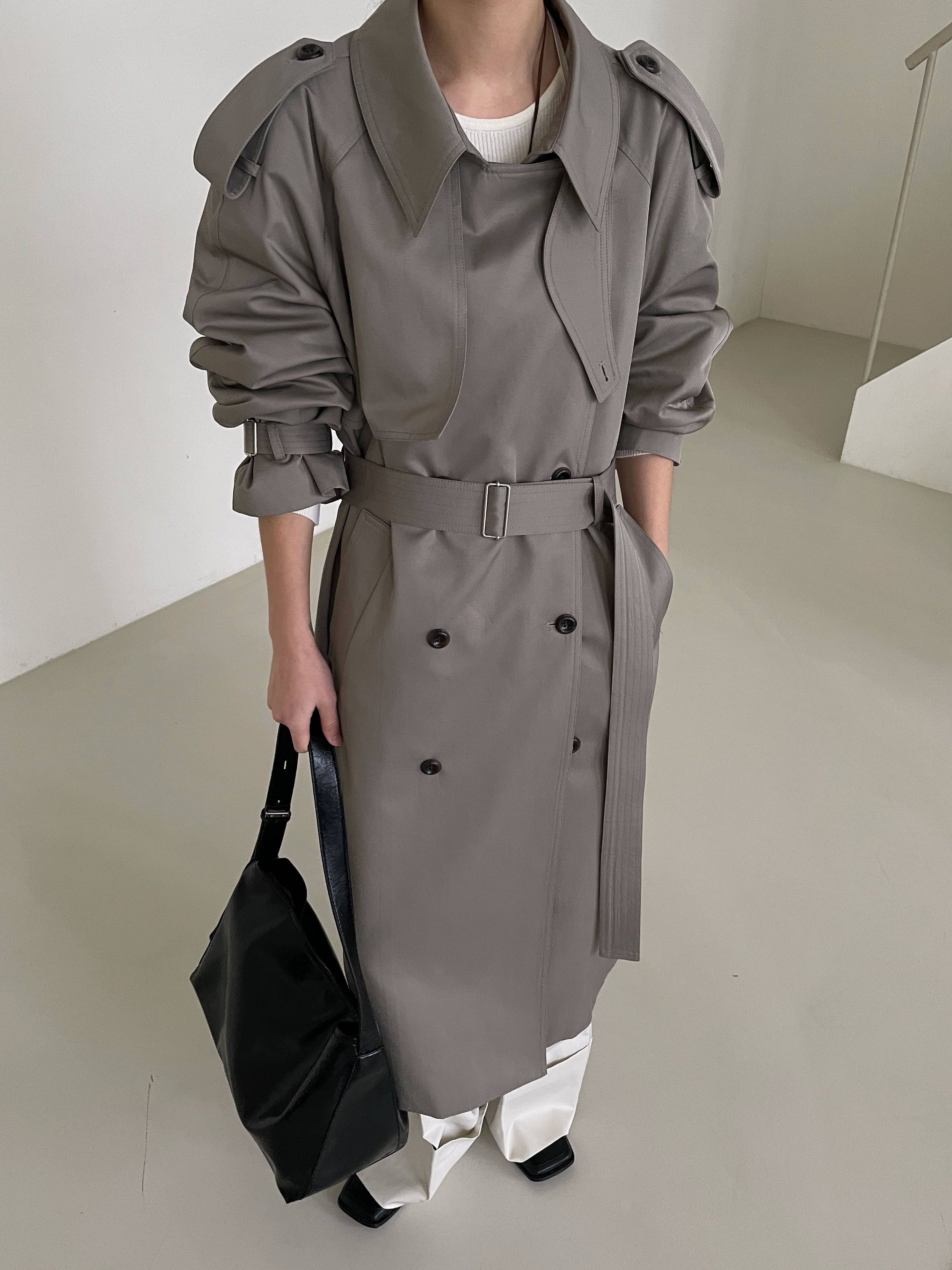 Sloane Trench Coat in Pewter