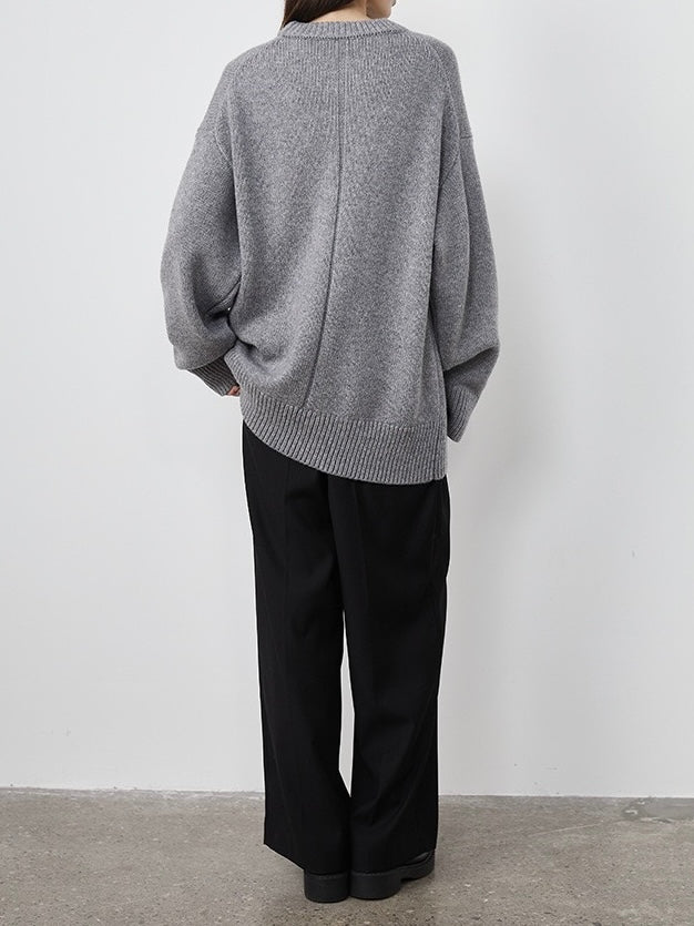 Lila Crewneck Wool Sweater in Grey