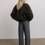 Kaia Wool Bomber Jacket in Espresso