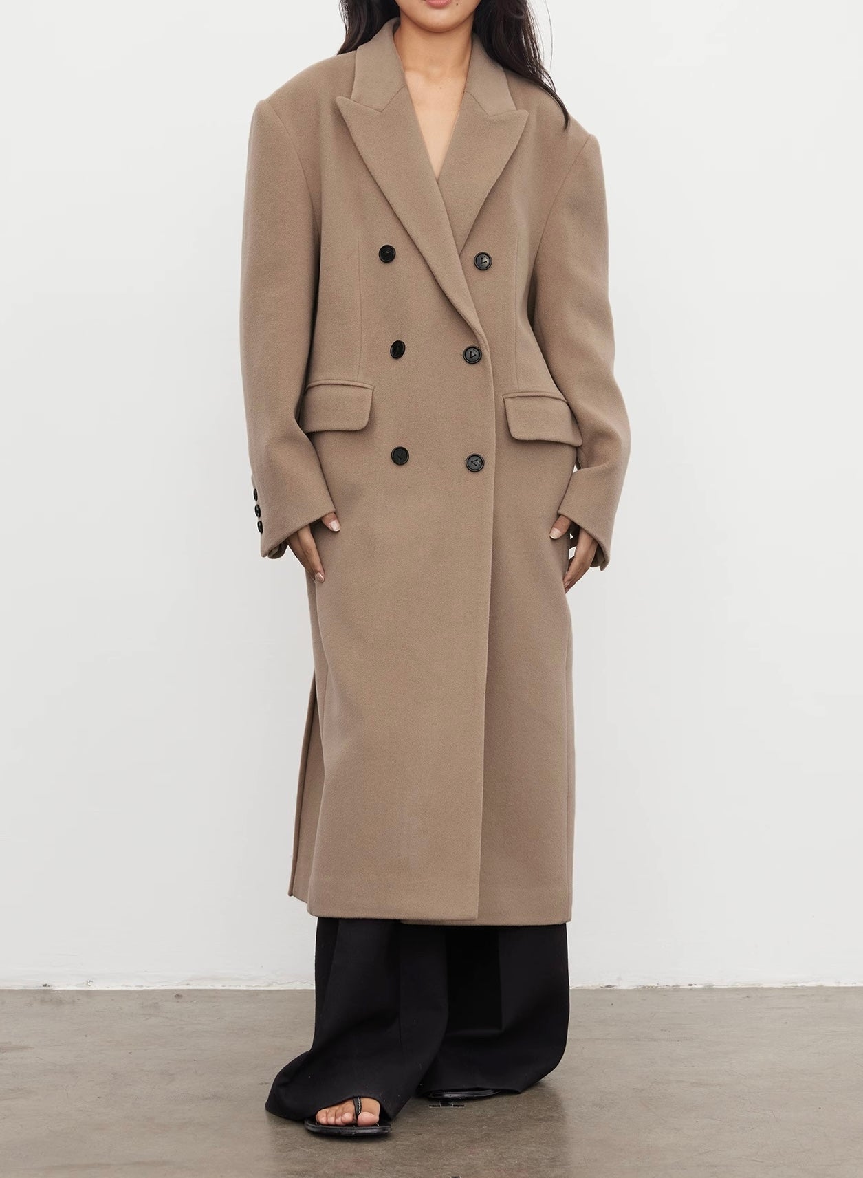 Marieke Wool Oversized Coat in Beige