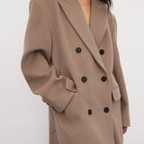 Marieke Wool Oversized Coat in Dark Taupe